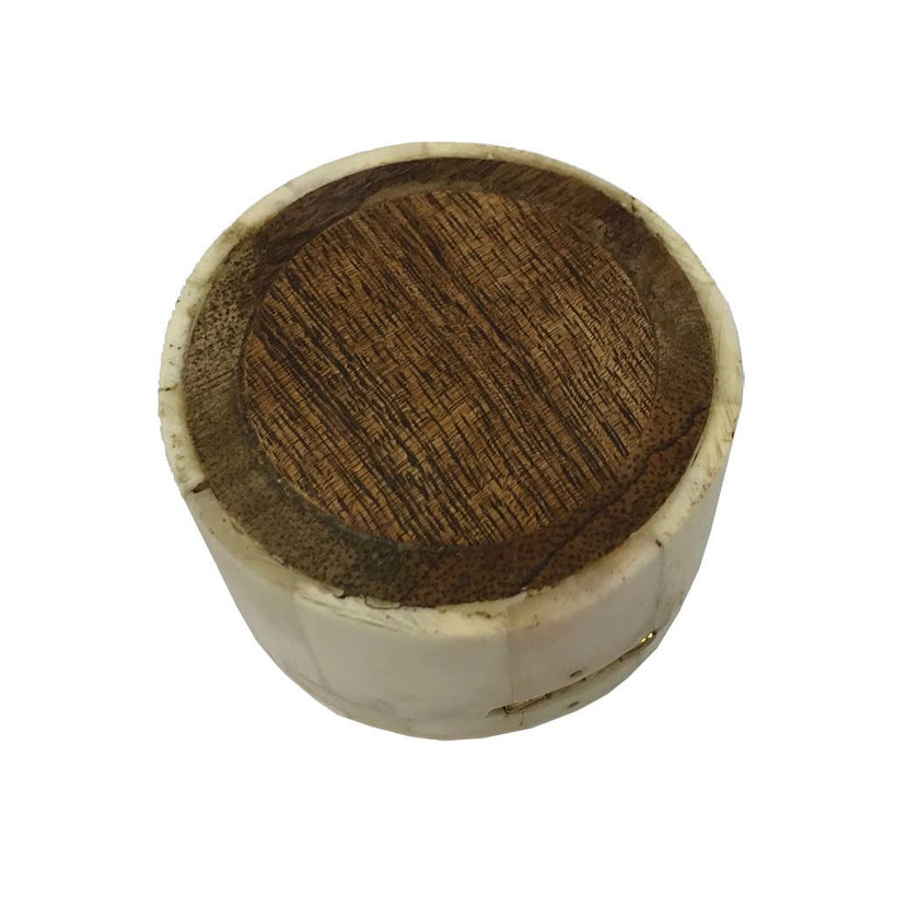 Round Bone Jewelry Box with Engraved Floral Design | Storage