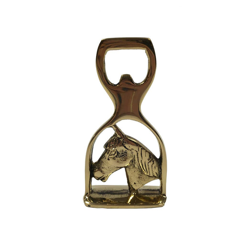 Solid Brass Horse Head and Stirrup Bottle Opener, 4-1/2”