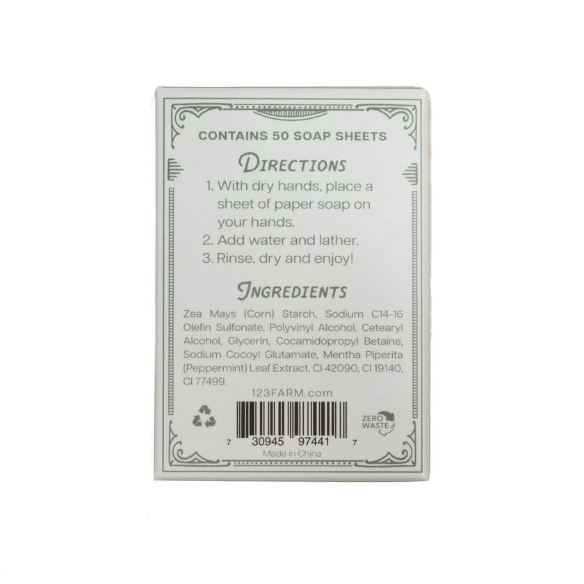 Paper Soap – Sweet Peppermint Scent, Travel Size, 50 Sheets