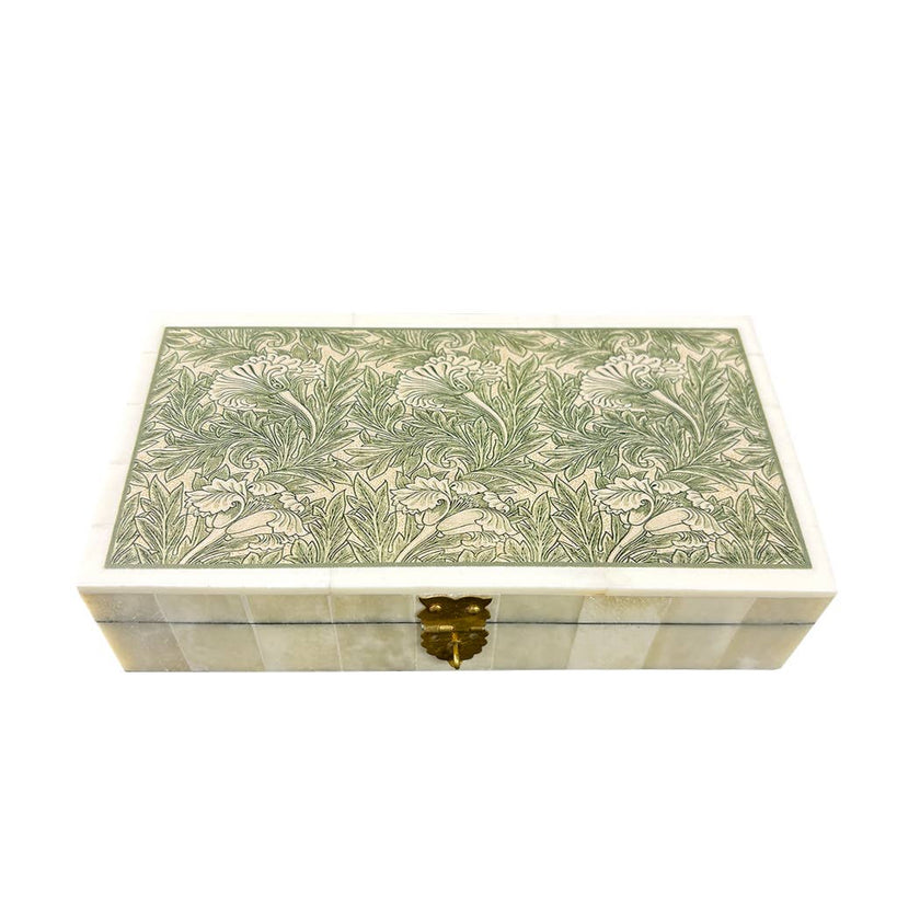 William Morris Tulip Printed Jewelry Storage Bone Box | Home