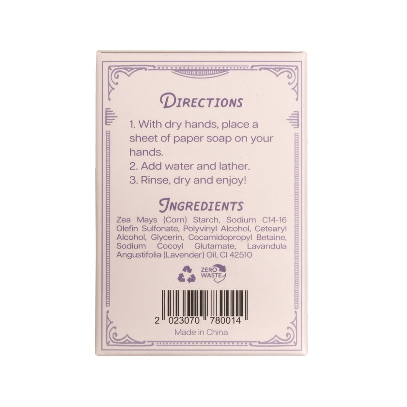 Paper Soap – Lavender Scent, Travel Size, 50 Sheets