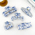 Blue and White Porcelain Textured Claw Clip