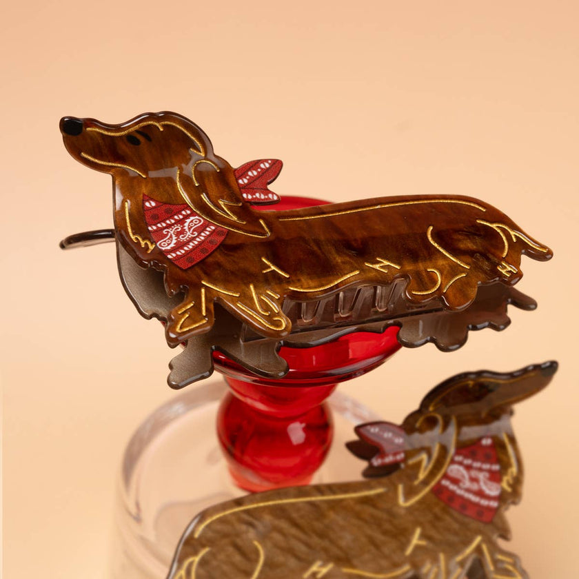 Bandana Adorned Dachshund Hair Claw Clip