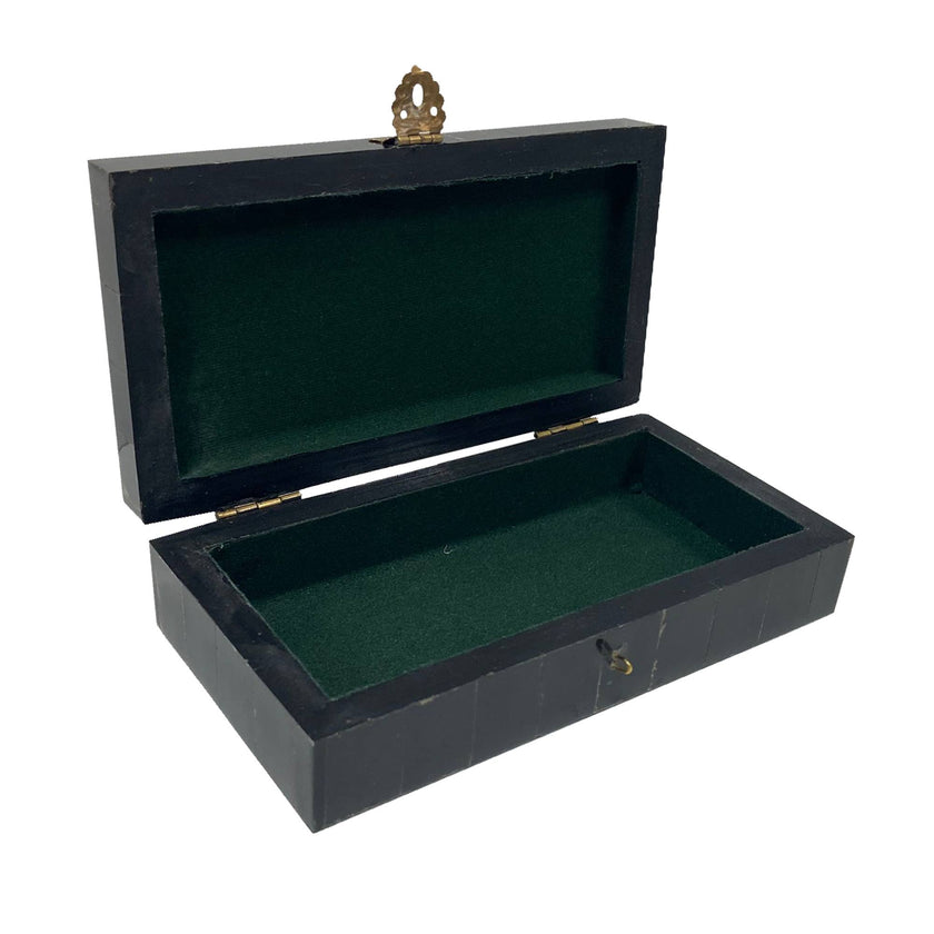 Mermaids & Swans Scrimshaw Horn Storage Box | Tabletop Decor