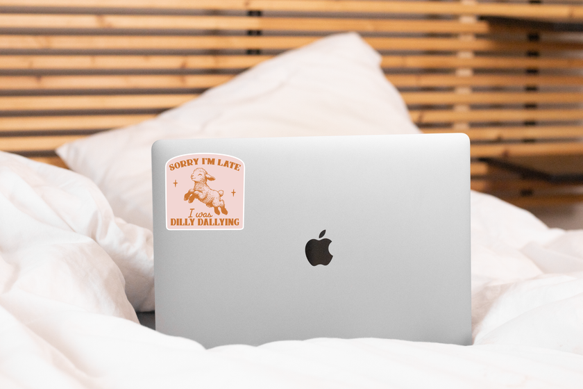 Sorry I'm Late I Was Dilly Dallying Sticker - lamb, cute