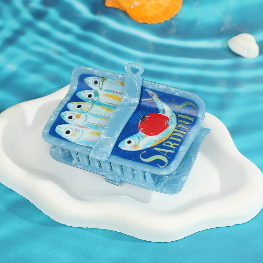 Fun Sardine Can Hair Pattern Hair Claw Clips
