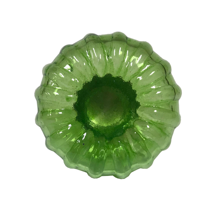 Light Green Swirl Glass Vintage Inkwell w/ Nickel Plated Lid, 3