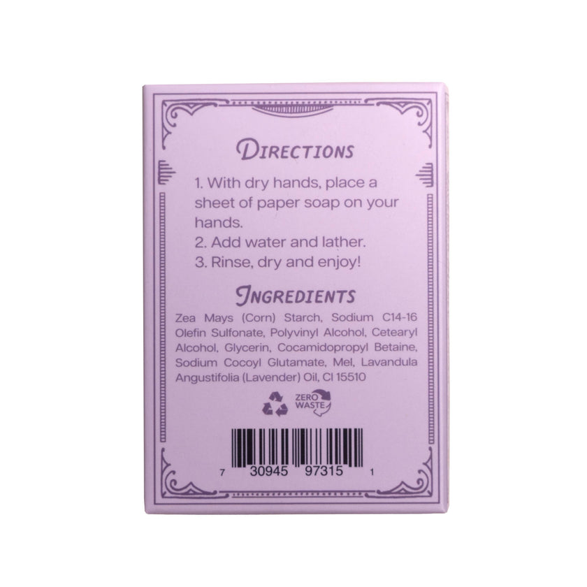 Paper Soap – Lavender Honey Scent, Travel Size, 50 Sheets