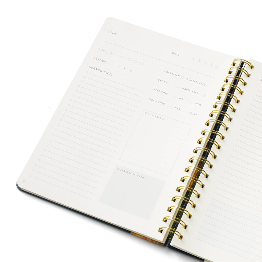 Guided Recipe Journal, B5 Hardcover Spiral - Botanical