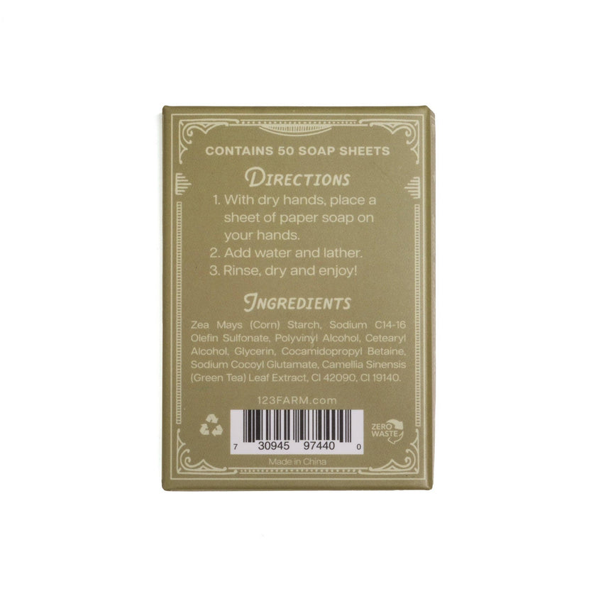 Paper Soap – Green Tea Scent, Travel Size, 50 Sheets