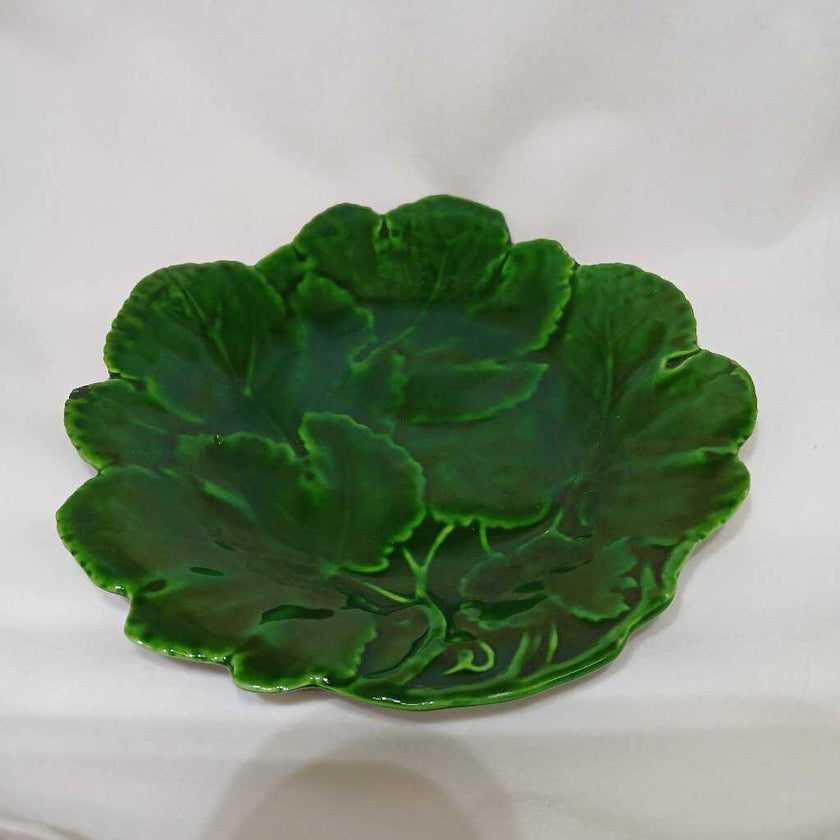 Antique Italian Majolica Leaf Plate. As Found.