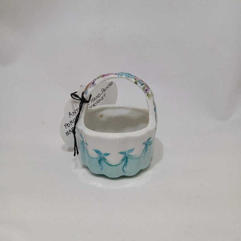 Antique Porcelain Trinket Basket