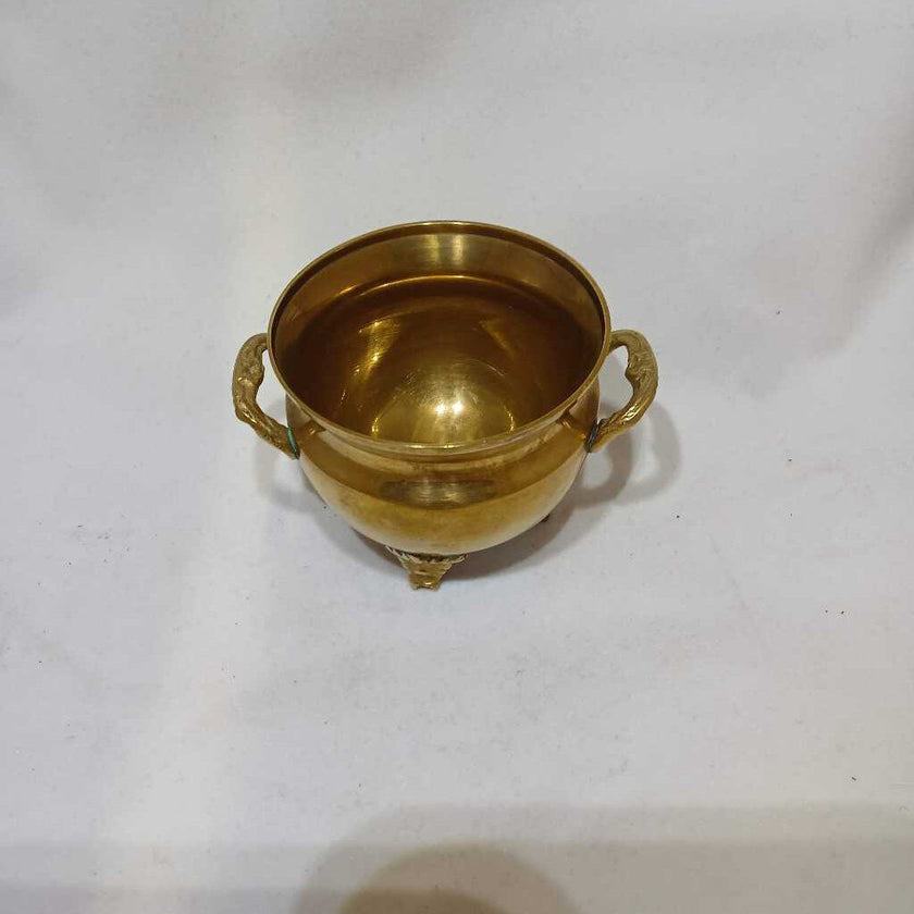 Antique Small Brass Jardinere Pot Cauldron