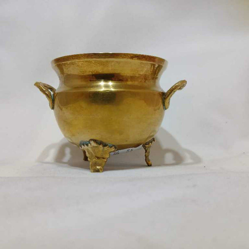 Antique Small Brass Jardinere Pot Cauldron