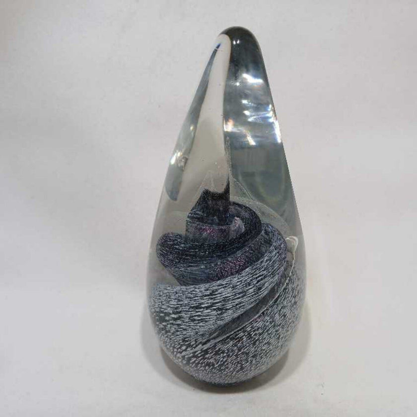 Black and White Art Glass Paperweight