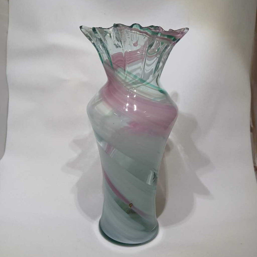 Blown Art Glass Swirl Vase