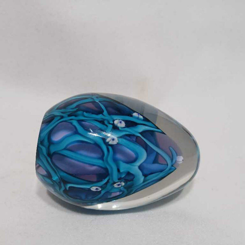 Blue Art Glass Paperweight