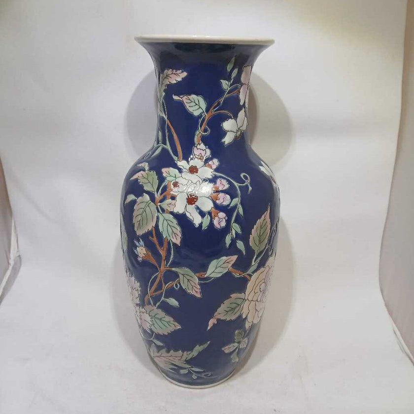 Blue Floral Asian Ceramic Vase