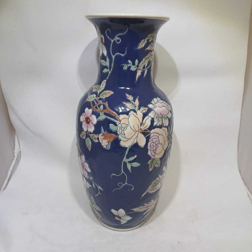 Blue Floral Asian Ceramic Vase