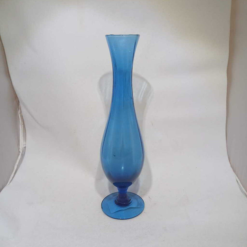 Blue Glass Thin Tall Vase