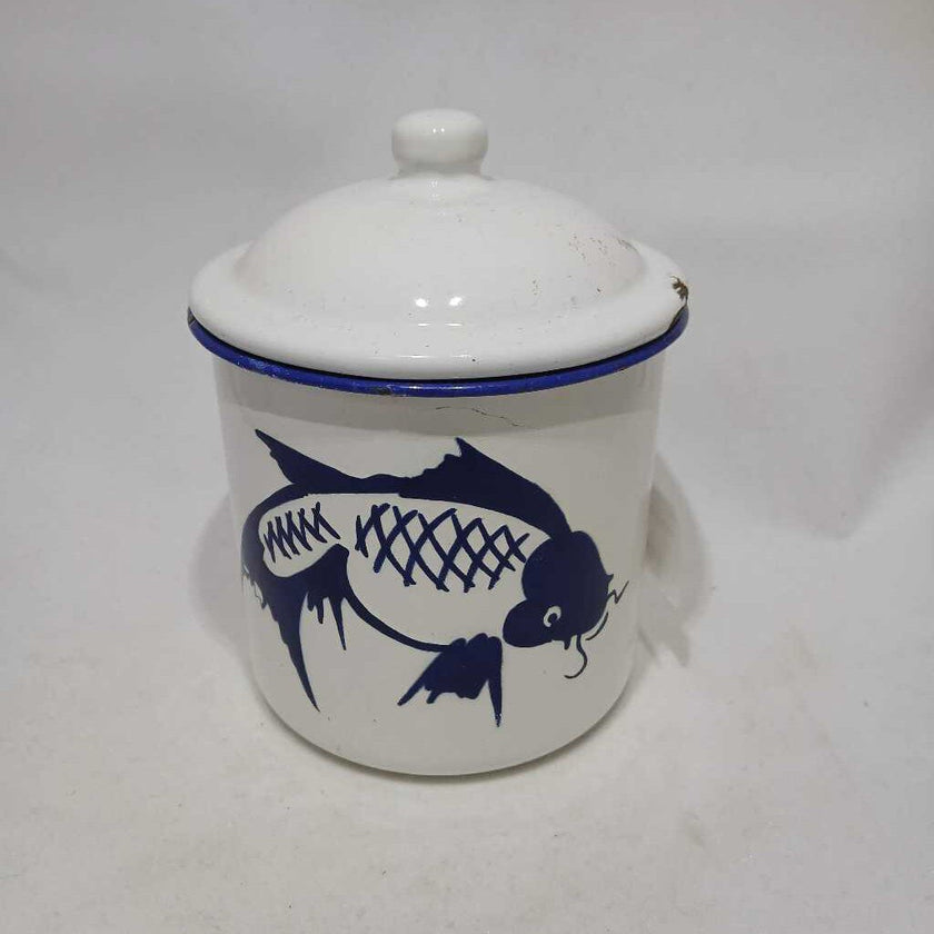 Blue and White Fish Dish with Lid