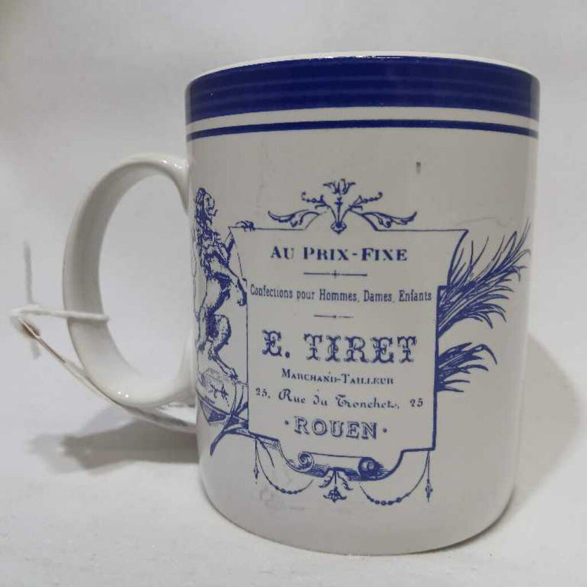 Blue and White French Coffee Mug