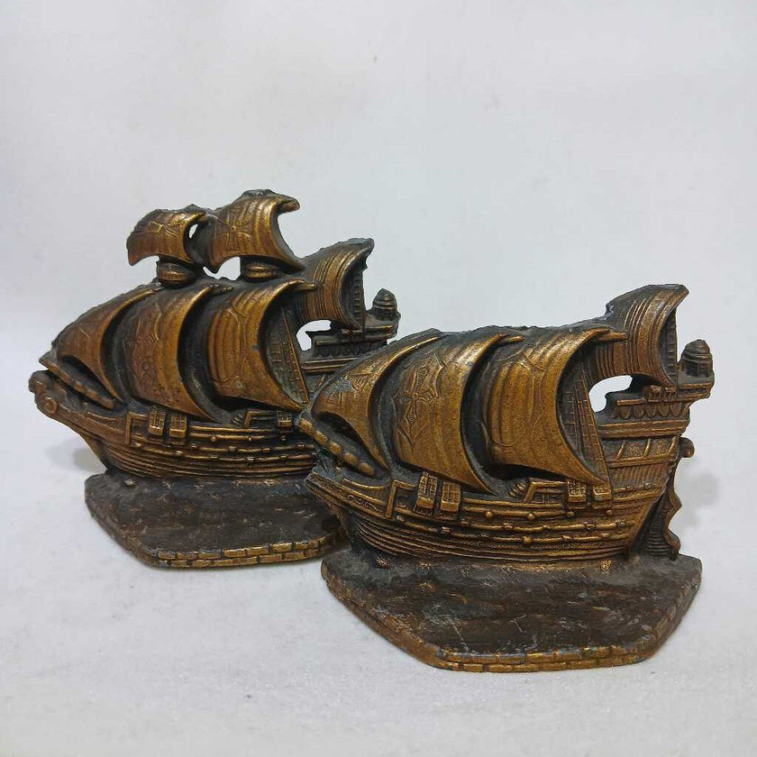 Brass Ship Bookends