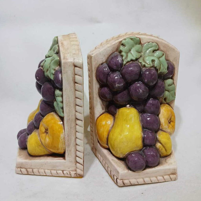 Ceramic bookends with fruit