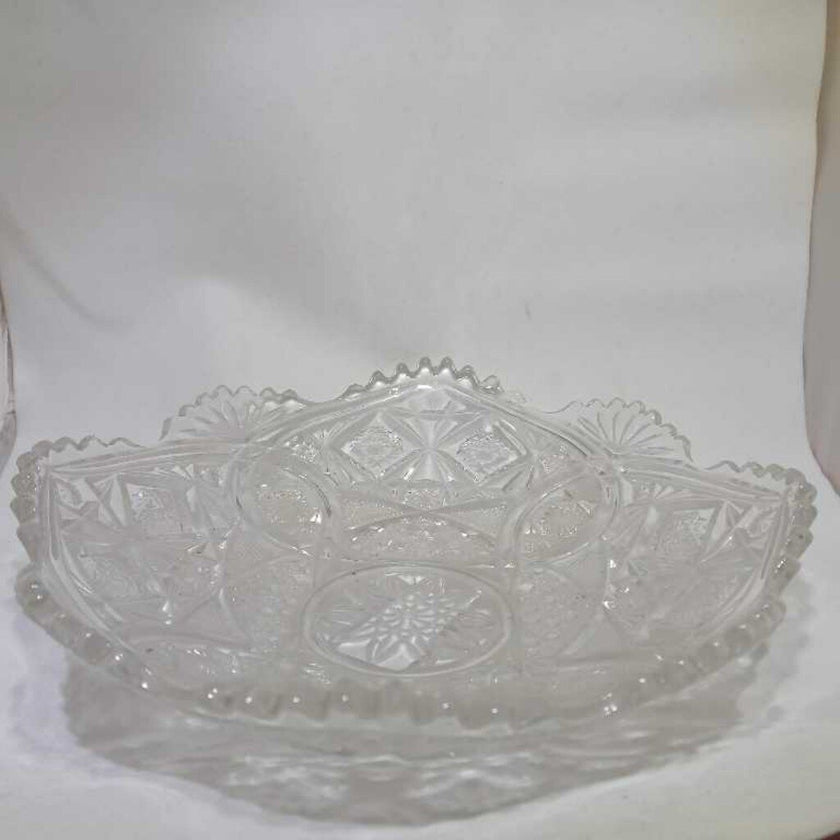 Clear Etched Glass Candy Dish