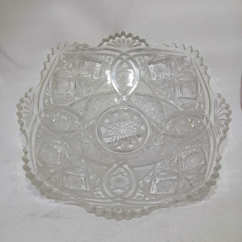 Clear Etched Glass Candy Dish