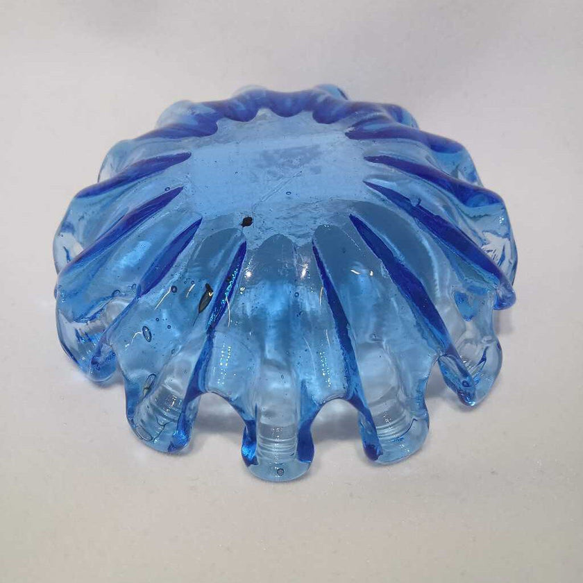 Cobalt Blue Ruffle Glass Dish