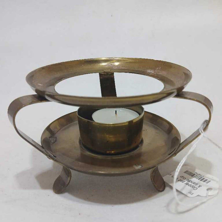 Copper Pot with Stand & Candle Cup