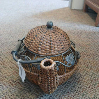 Teapot Shaped Basket w/ Wrought Iron