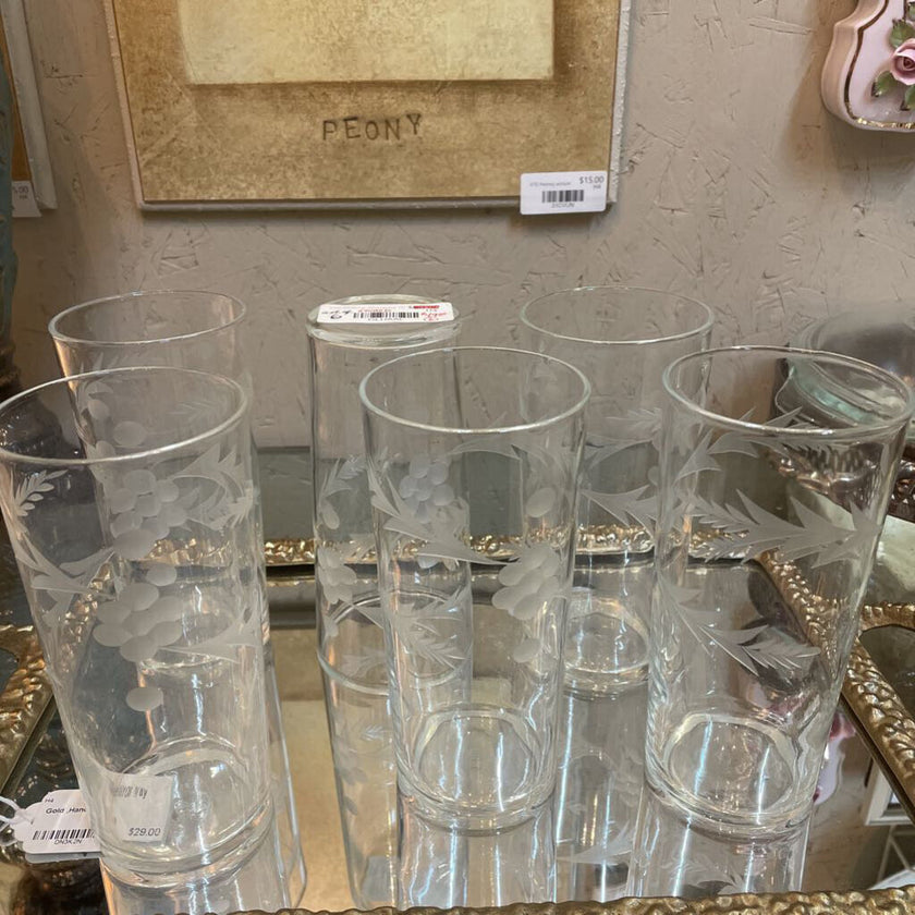 VTG Federal Glassware (6) etched