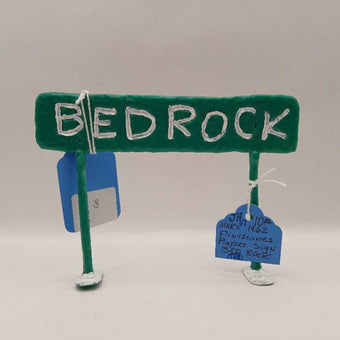 1962 Marx Flintstones Bed Rock playset sign