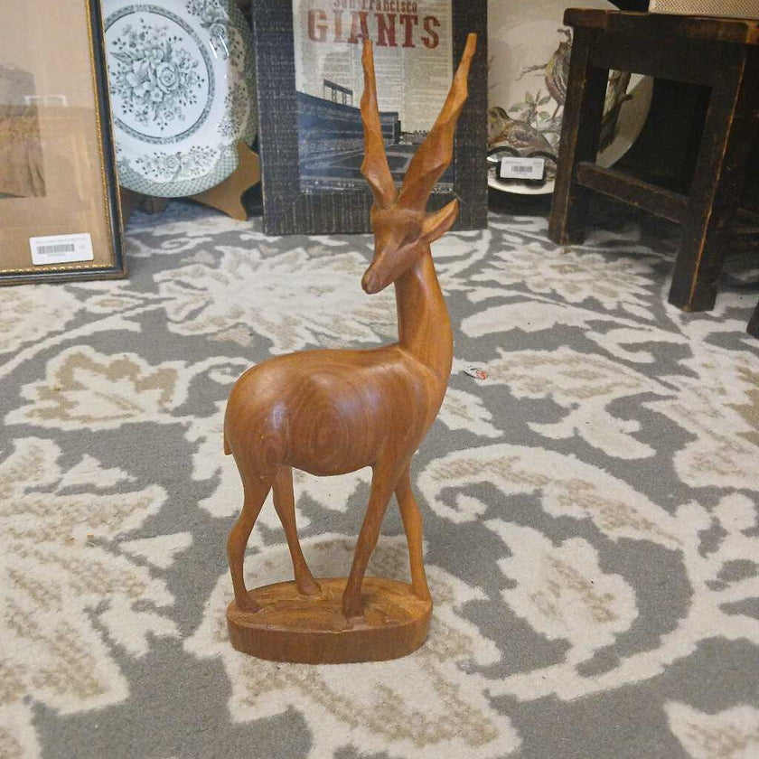 Wooden gazelle/deer figure