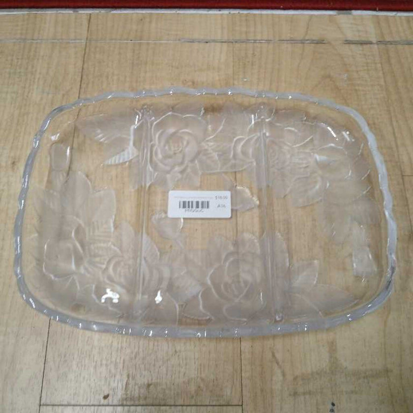 TM divided crystal plate with frosted roses