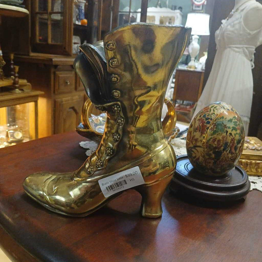 Brass Shoe Vase