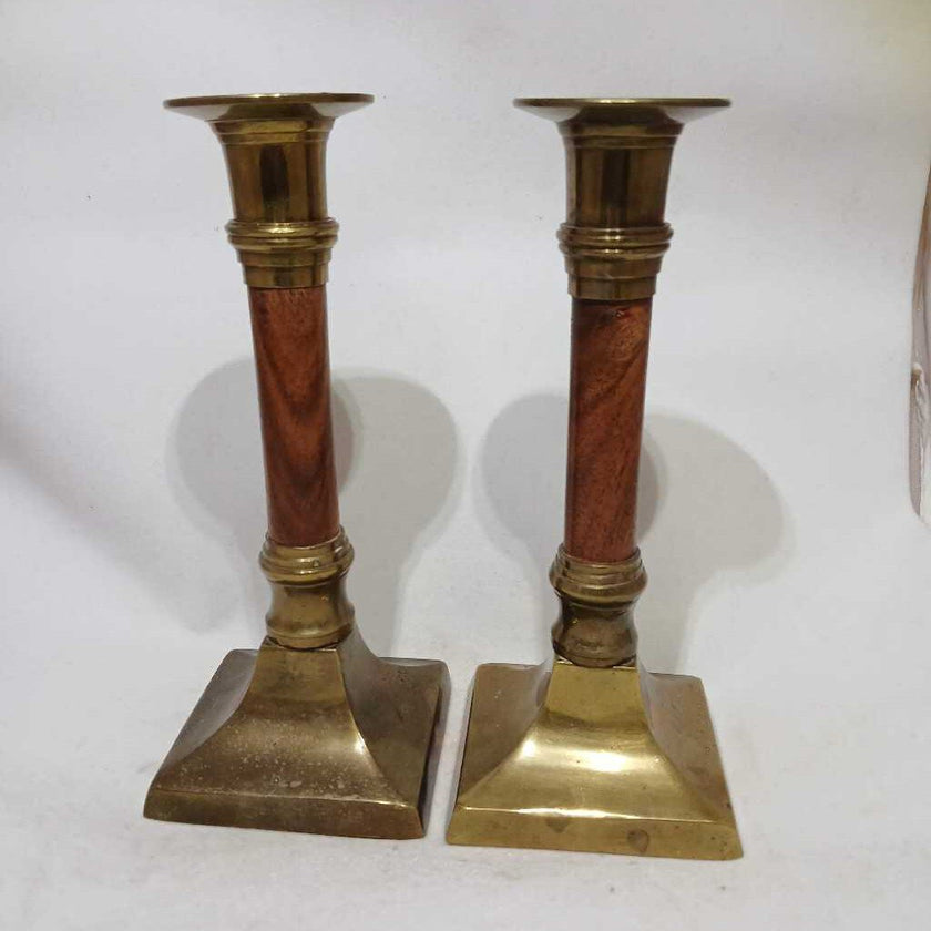 Brass/Wood Candle Stick