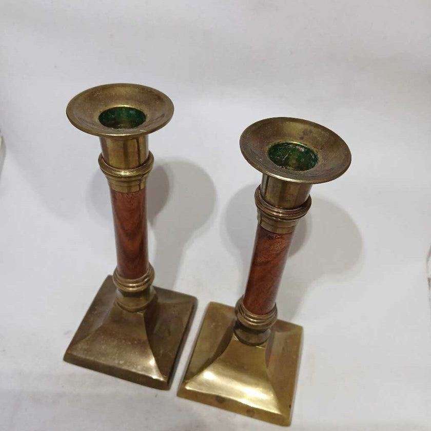 Brass/Wood Candle Stick