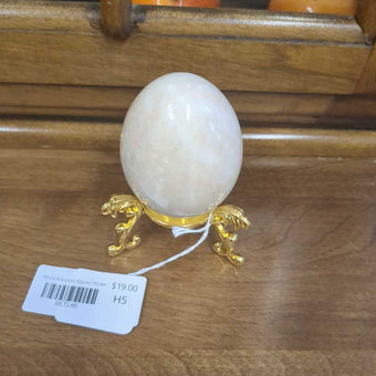 White Alabaster Egg w/ Holder