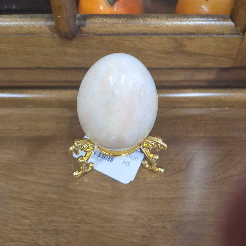 White Alabaster Egg w/ Holder