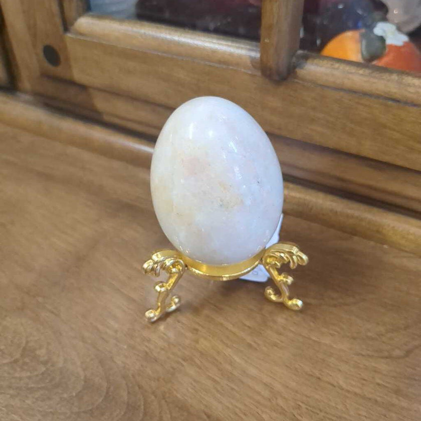 White Alabaster Egg w/ Holder