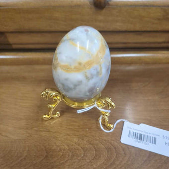 Gray Alabaster Egg w/ Holder