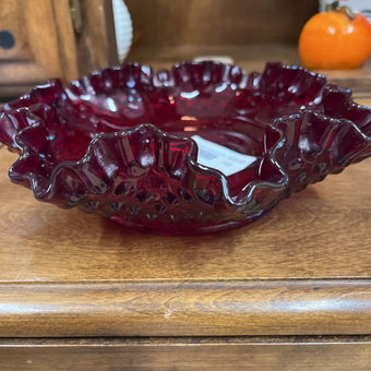 Red Fenton Hobnail Dish