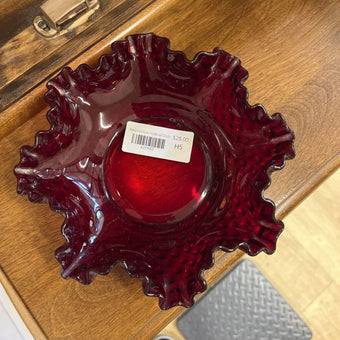 Red Fenton Hobnail Dish