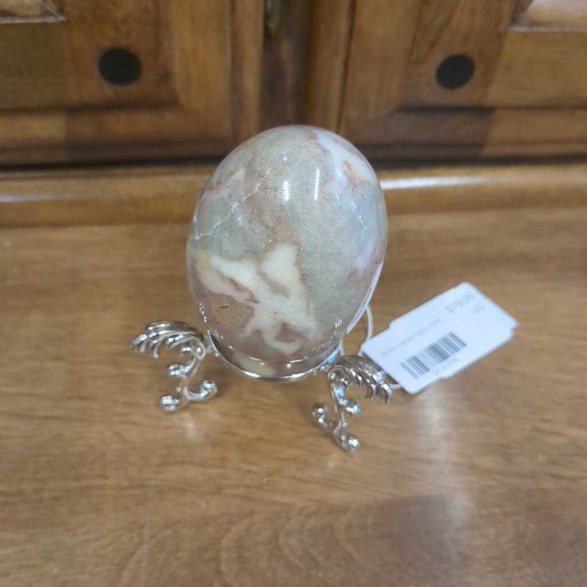 Maroon Alabaster Egg w/ Holder