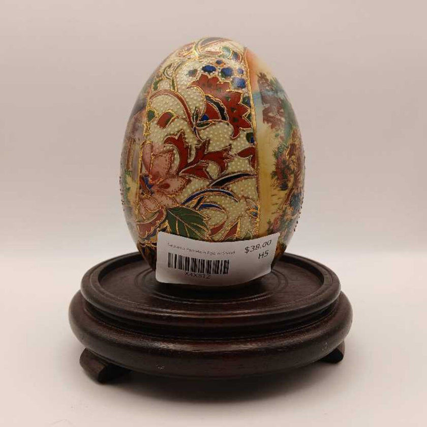 Satsuma Porcelain Egg w/Stand