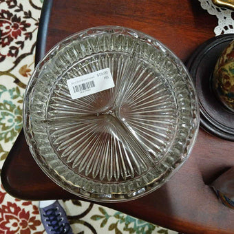 Glass Dish Brass Footed