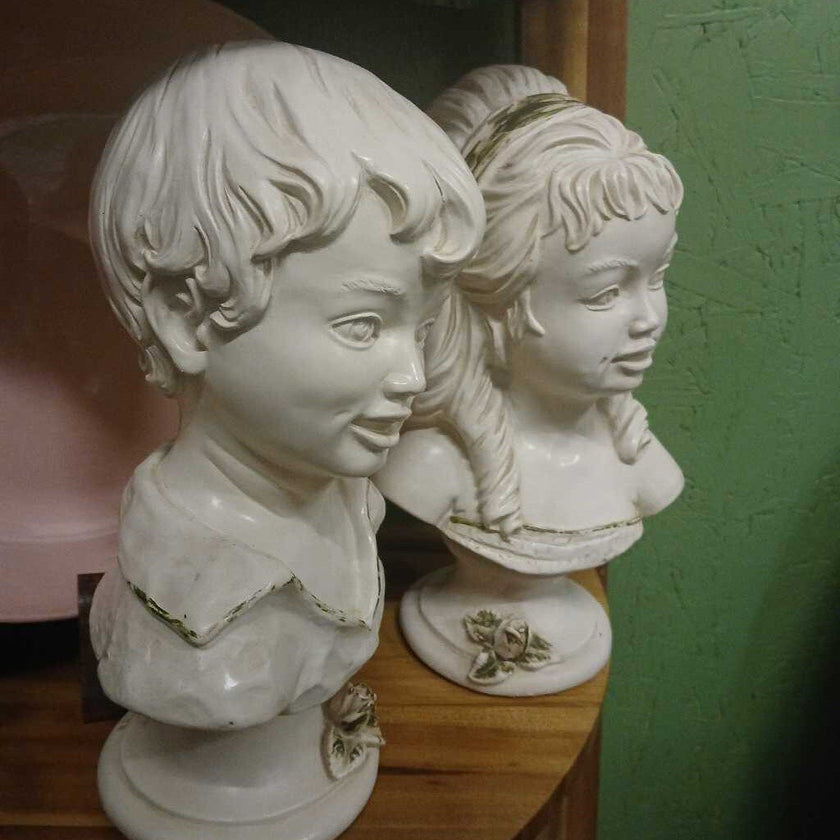 Boy & Girl Bust Statue (Set of 2)